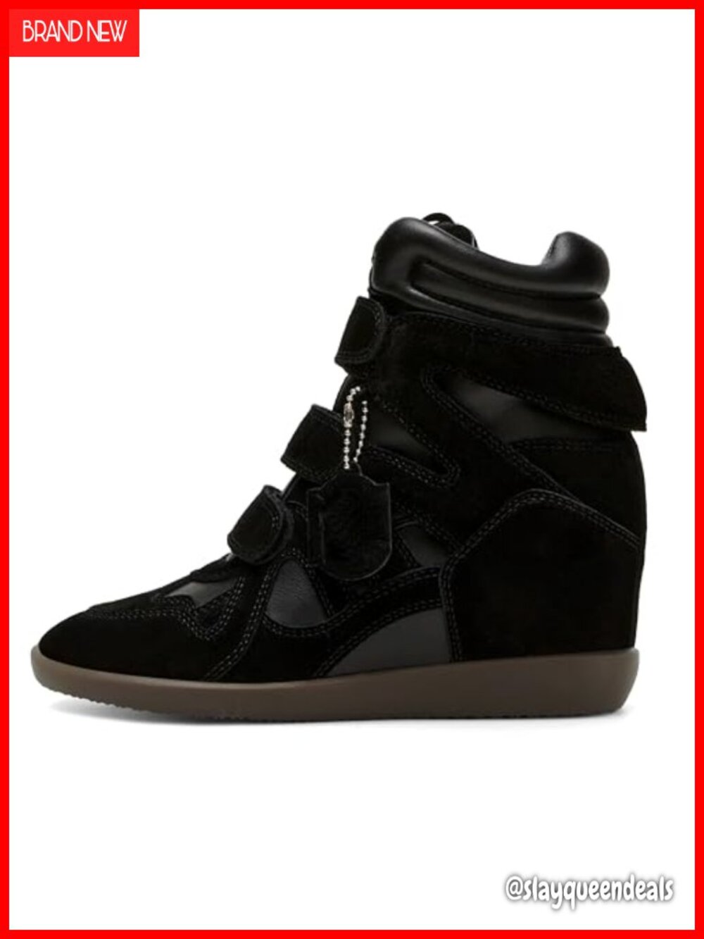 Hidden Wedge High Top Sneakers Suede Platform Hook & Loop Casual